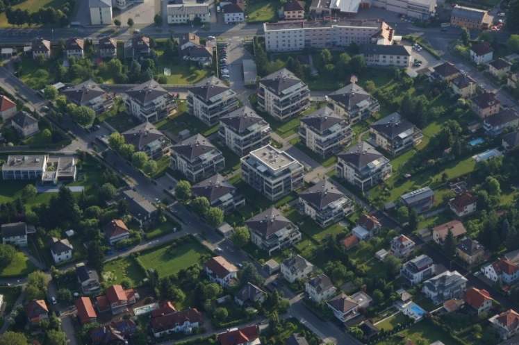 Luftbild der Stadtvillen